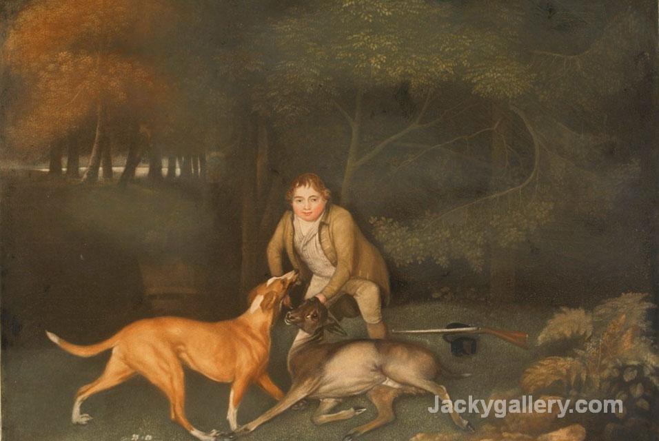 Freeman, The Earl Of Clarendons Gamekeeper, With A Dying Doe And Hound by George Stubbs paintings reproduction